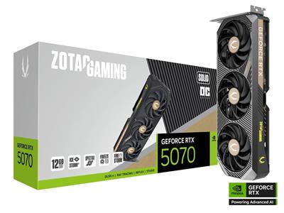 Zotac Gaming GeForce RTX 5070 Solid OC DLSS 4 12GB GDDR7 192-bit 28 Gbps PCIE 5.0 Gaming Graphics Card, IceStorm 2.0 Cooling, Spectra RGB Lighting