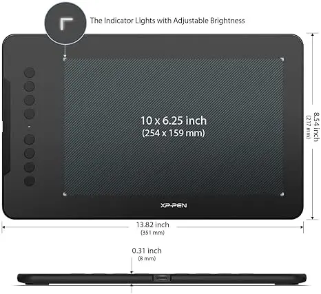 XP-Pen Deco 01 V3 Drawing Tablet: 16384 Levels of Pressure Battery-Free Stylus 10x6 Inch OSU Graphic Tablet, 8 Hotkeys for Digital Art and XPPen P05D Battery-Free Drawing Pen