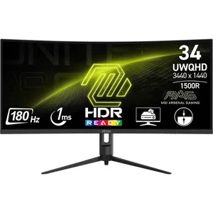 MSI MAG 342CQR E2, 34″ 1440p (3440×1440) UWQHD 180Hz 1ms, VA Curved Gaming Monitor