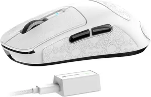 Attack Shark R6 Wireless Gaming Mouse, Tri-Mode Connection, 39 Grams Superlight, PAW3950 42K DPI Sensor, 8K Polling Rate, MCU Nodic 52840, 7 Programmable Buttons, for PC/Mac/Linux/PS - White