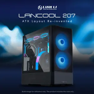 Lian Li Lancool 207 Digital ATX Computer Case w/Integrated LCD Screen, Mesh-Centric Panels Mid-Tower PC Case w/ 2 x 140x40x30mm PWM Fans, 2 x 140mm Fans Pre-Installed, Side or Rear-Mount PSU
