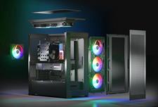 Cougar Duoface Pro RGB Gaming Mid Tower Case Supporting 390mm Graphics Card with Controller, Four RGB Fans and Two Distinct Front Panels Included (Mesh and Tempered Glass) - Black