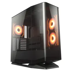 Cougar FV270 RGB MidTower E-ATX Case, 420mm GPU Supported, Build-In ARGB PWM Fans, Breathe Streams, Prism of Light, RGB Hub, Filter Guard, Tool-Less Bracket, Center Stage, Cable Management - Black