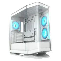 Cougar FV270 RGB Mid-Tower E-ATX Case, 420mm GPU Supported, Build-In ARGB PWM Fans, Breathe Streams, Prism of Light, RGB Hub, Filter Guard, Tool-Less Bracket, Center Stage, Cable Management - White