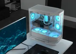Cougar FV270 RGB Mid-Tower E-ATX Case, 420mm GPU Supported, Build-In ARGB PWM Fans, Breathe Streams, Prism of Light, RGB Hub, Filter Guard, Tool-Less Bracket, Center Stage, Cable Management - White