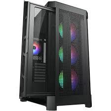 Cougar Duoface Pro RGB Gaming Mid Tower Case Supporting 390mm Graphics Card with Controller, Four RGB Fans and Two Distinct Front Panels Included (Mesh and Tempered Glass) - Black
