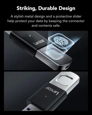 Lexar 64GB JumpDrive Fingerprint F35 PRO USB 3.2 Gen 1 Flash Drive, Up to 400/300 MB/s Read/Write, Storage Expansion and Backup, 256-bit AES & Fingerprint Encryption