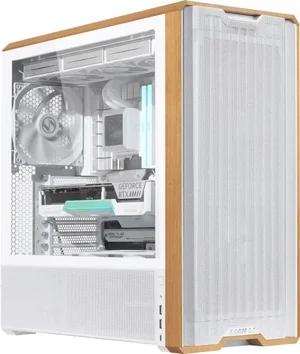Lian Li Lancool 217 Genuine Walnut Wood Computer Case, Mid-Tower ATX PC Case with 5 Pre-Installed PWM Fans 2x170mm, 2x120mm & 1x140mm, Flexible PSU & Cable Installation - White