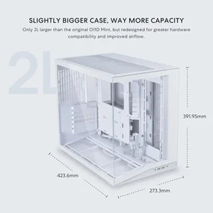 Lian Li O11D Mini V2 Flow Compact ATX Mid-Tower Airflow Computer Case - Panoramic View, High-Performance Airflow, Includes 5 x 120mm Reverse Blade Fans, Cable Management, White