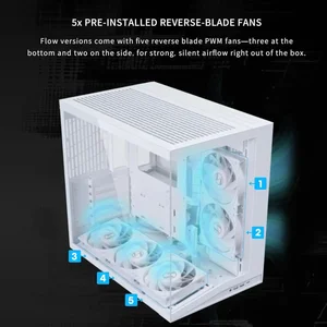 Lian Li O11D Mini V2 Flow Compact ATX Mid-Tower Airflow Computer Case - Panoramic View, High-Performance Airflow, Includes 5 x 120mm Reverse Blade Fans, Cable Management, White