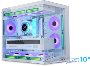Lian Li O11D Mini V2 Flow Compact ATX Mid-Tower Airflow Computer Case - Panoramic View, High-Performance Airflow, Includes 5 x 120mm Reverse Blade Fans, Cable Management, White