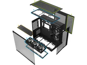 Lian Li O11D Mini V2 Compact ATX Mid-Tower Airflow Computer Case - Panoramic View, Fully Ventilated Airflow, Adjustable I/O, Pillar-Less, Cable Management, Black