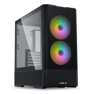 Lian Li Lancool 207 Compact ATX RGB Gaming Computer Case, Airflow Optimized Mesh Panels Tower Chassis w/ 2x 140mm ARGB, 2x 120mm PWM Fans Pre-Installed, USB Type-C Port, Tempered Glass Side Panel - Black