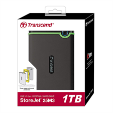 Transcend 1TB StoreJet 25M3S USB 3.1 External Hard Drive Shock Proof Military Drop Tested