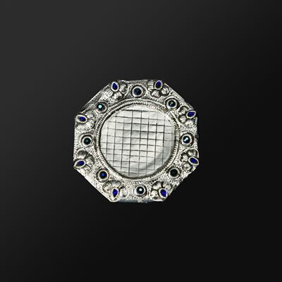 GLASS COASTER SILVER OCTAGONAL