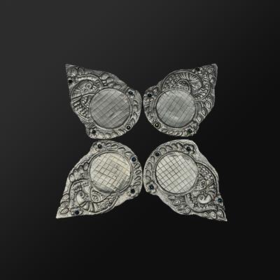 GLASS COASTERS SILVER SET OF 6