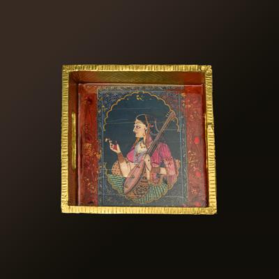 METAL RESIN TRAY GOLDEN