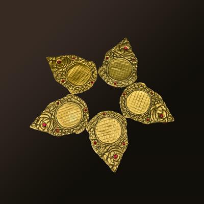 GLASS COASTERS GOLDEN SET OF 6