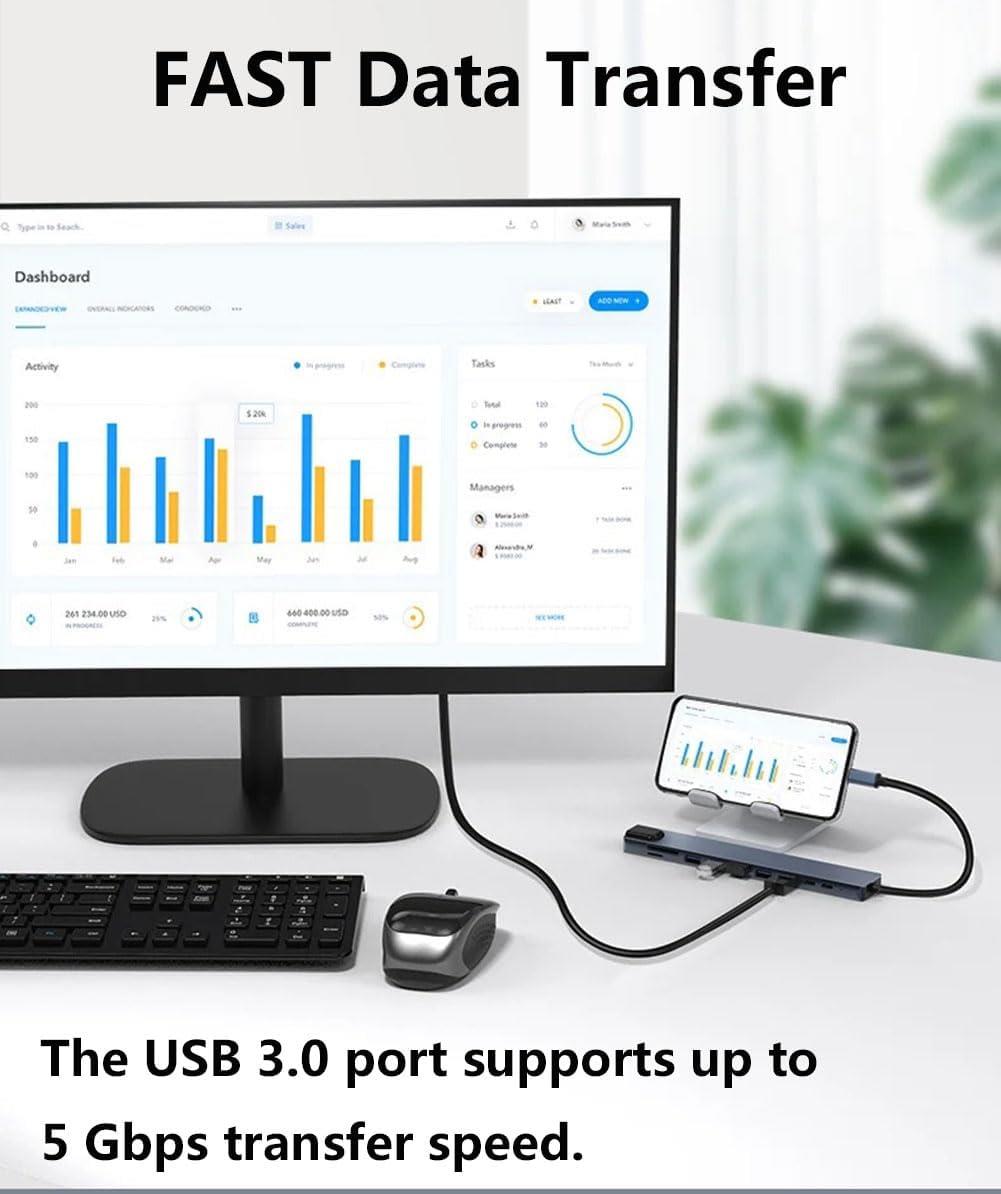 Hub USB C 10 In 1 - Adattatore Con HDMI 4K, Ethernet, PD 100W Per Macbook E PC - Foto 11