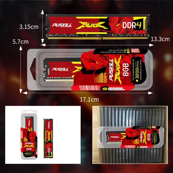 PUSKILL DDR4 8GB 3200MHz Desktop Memory RAM 288-Pin UDIMM | Intel & AMD Compatible