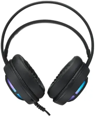 RAPOO VH110 Illuminated Gaming Headset with Mic for Xbox One/PS4/PS5/PC/Tablet/Smartphone | 3.5mm Audio & USB Port | Volume Control, Mute Function Key, Adjustable Sound Modes, Soft Memory Earmuffs