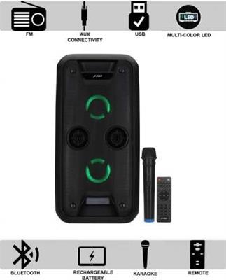 F&D PA924 Bluetooth Trolley Speaker (Black) | Wireless Bluetooth Speaker | USB/AUX/Karaoke/Wireless MIC | Up to 8 hrs Playtime | Home Theatre | Party Lights | Speaker for Laptop, Pc & Mobile