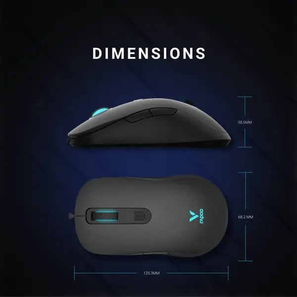 Rapoo V16RGB Optical Gaming Mouse, Ergonomic Design, Onboard Memory, 6 Programmable Buttons, Customisable Drivers, Braided Cable, Easy Plug & Play Connectivity
