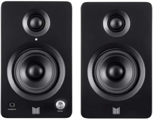 Monolith MM-3 Powered Multimedia Speakers - Black (Pair) with AptX Bluetooth, Front Headphone Jack, Digital Class D