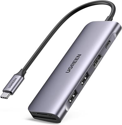 UGREEN USB C Hub 6 in 1 Dongle to HDMI 4K 2 USB 3.0 Ports SD TF Card Reader 100W PD Charging Adapter Dock Station for MacBook Pro Air 2020 2019 2018 Galaxy Note 10 S10 S9 S8 Surface Go XPS 13 15