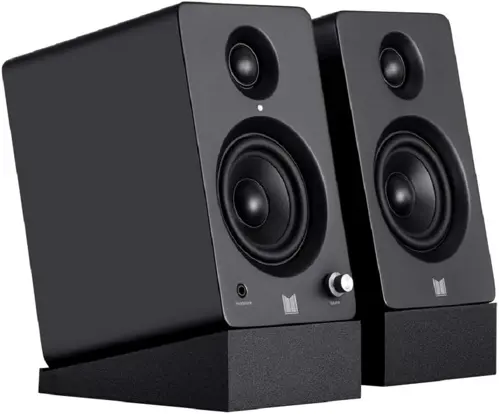Monolith MM-3 Powered Multimedia Speakers - Black (Pair) with AptX Bluetooth, Front Headphone Jack, Digital Class D
