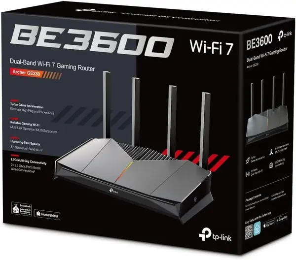 TP-Link Archer GE230 BE3600 Wi-Fi 7 Gaming Router, 2.5Gbps, Game Boost