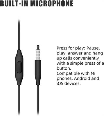 Mi in-Earphone Xiaomi  Basic, Piston in-Ear Headphones Earphones Earbuds Headset with Remote & Mic, Black