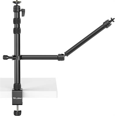 PICTRON LS11 Camera Mount Desk Stand with Auxiliary Holding Arm, Flexible Overhead Camera Mount, Webcam Table C-Clamp Multi Mount for Photography Videography Live Stream