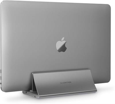 LENTION Aluminum Space-Saving Vertical Desktop Stand Compatible MacBook Air/Pro 13 15, MacBook 12, iPad Pro 12.9, Surface Book, Chromebook and 11 to 17-inch Laptops (Space Gray)