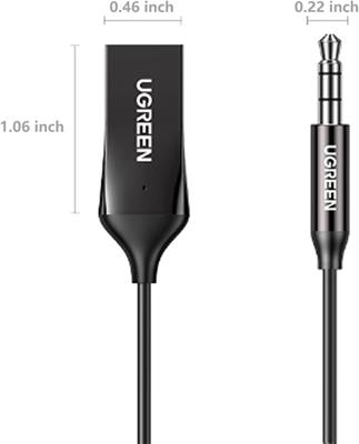 UGREEN Bluetooth 5.3 Adapter for Car Aux Input - Receiver with Built-in Mic for Hands-Free Calls, Compatible with Car Speaker and Home Audio