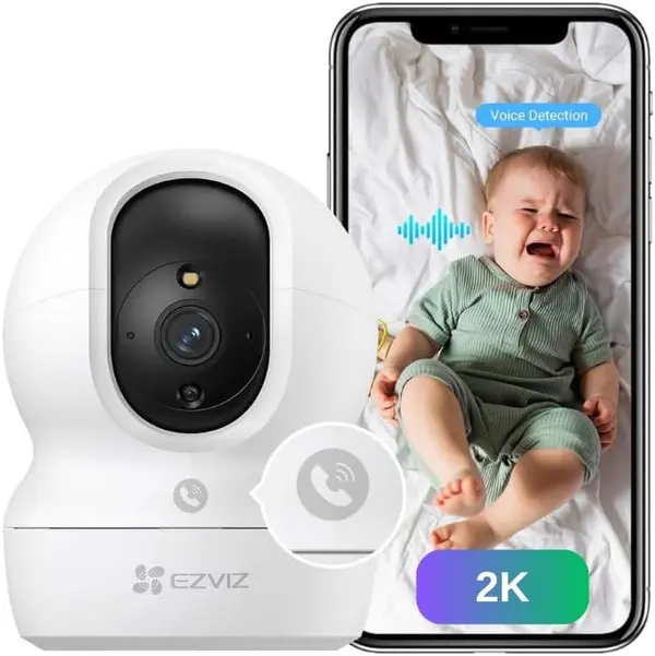 EZVIZ H6c Pro,2K, 3MP [New Generation], WiFi Security Camera, Call Button, Night Vision, Motion Detection, Smart Tracking, Two-Way Audio, Works with Alexa