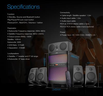 F&D F5060X 5.1 Bluetooth Multimedia Speaker System