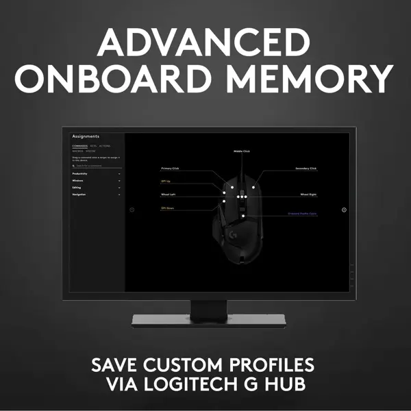 Logitech G502 HERO High Performance Wired Gaming Mouse, HERO 25K Sensor, 25,600 DPI, RGB, Adjustable Weights, 11 Buttons, On-Board Memory, PC/Mac (Used)