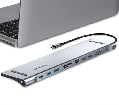 Baseus Laptop Docking Station Dual HDMI USB C Hub Triple Monitor Dock Multiport Adapter With 2 4k HDMI PD Ethernet TF/SD Card Reader 3.5MM For Macbook Pro/Dell/HP/Surface