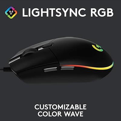 Logitech G G102 2nd Gen Light Sync Gaming Mouse, Wired, 8000 DPI, 6 Programmable Buttons, RGB, Black
