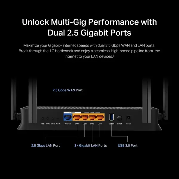 TP-Link Dual-Band BE3600 Wi-Fi 7 Router Archer BE230 | 4-Stream | 2×2.5G + 3×1G Ports, USB 3.0, 2.0 GHz Quad Core, 4 Antennas | VPN, EasyMesh, HomeShield, MLO, Private IOT | Free Expert Support