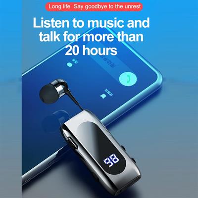 K55 Wireless Business BT 5.2 Headset In-Ear Retractable Earphone Hands-Free Sport Driver Earphone Telescopic Clip On Stereo Earbud With Mic