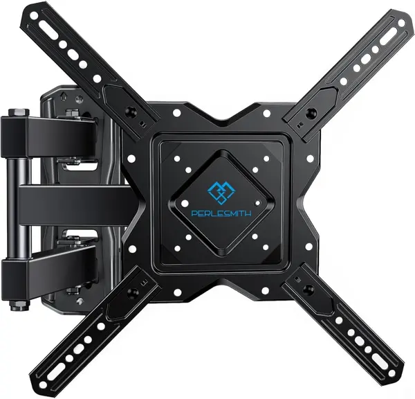PERLESMITH PSSFK1 TV Wall Mount for 27-60 Inch Flat & Curved TVs, Single Stud TV Mount with Articulating Swivel Tilt - Wall Mount TV Bracket VESA 400x400mm up to 77 lbs, Perfect Center Design