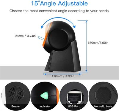 Eyoyo Hands-Free 1D 2D Desktop Barcode Scanner, QR Barcode Reader