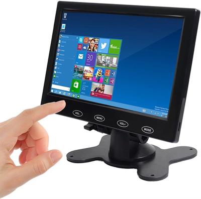 TOGUARD 7 inch Ultra-Thin High-Res 1024 * 600 Monitor, AV/VGA/HDMI Input,Portable TFT LCD CCTV Video Display Screen,Touch Button, Built-in Speaker, for Security Surveillance Cam (New)