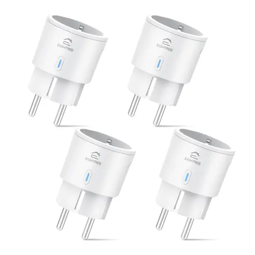 EIGHTREE WiFi Smart Socket, EIGHTREE Mini Smart Plug, Compatible with Alexa, Google Home, SmartThings, Energy Consumption Monitoring, 2.4 GHz Required, 4 Pack