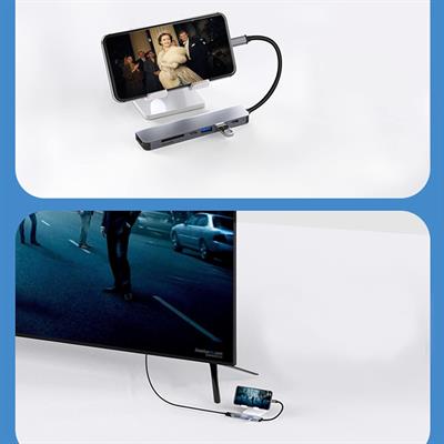 USB C Hub 7-in-1, Type-C Hub to HDTV 4K@30Hz, USB 3.0/2.0 Port and USB-C Port, PD100W Charging Port, SD/TF Card Reader, Compatible with USB C Laptop and Other Type-C Devices