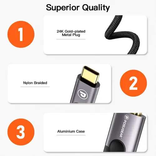 POSUGEAR USB C to HDMI Cable 2M 4K@60Hz, Type C Thunderbolt 3 to HDMI Cable Compatible with TV, Smartphones, Laptops, MacBook Pro/Air, iPad Pro, Surface Pro, Dell XPS, Samsung Galaxy, Huawei, etc(2M)