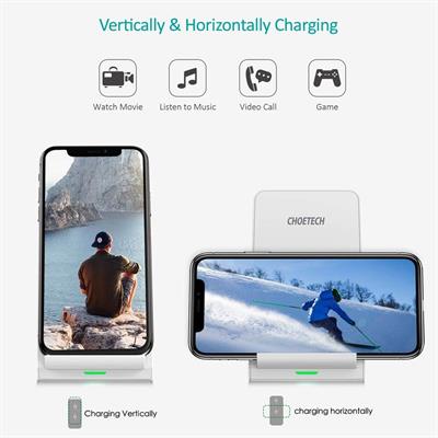 Choetech T524-S 10W Fast Wireless Charging Stand Pack of 2, Black