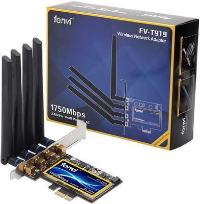 Fenvi T919 PCI-E Wi-Fi Adapter Continuity Handoff BCM94360CD Wi-Fi Card for macOS Windows 7 8 10 11 Native Airport BT4.0 1750Mbps Dual Band 802.11ac Beamforming+ WLAN Plug and Play Cataline Mojave OS X
